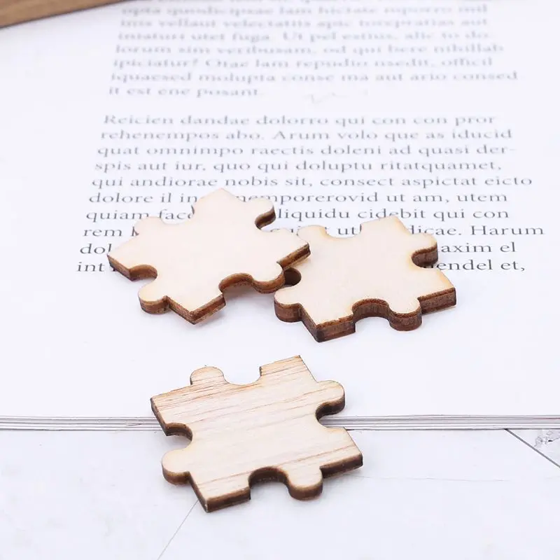 

50pcs Laser Cut Wood Puzzle Embellishment Wooden Shape Craft Wedding Decor