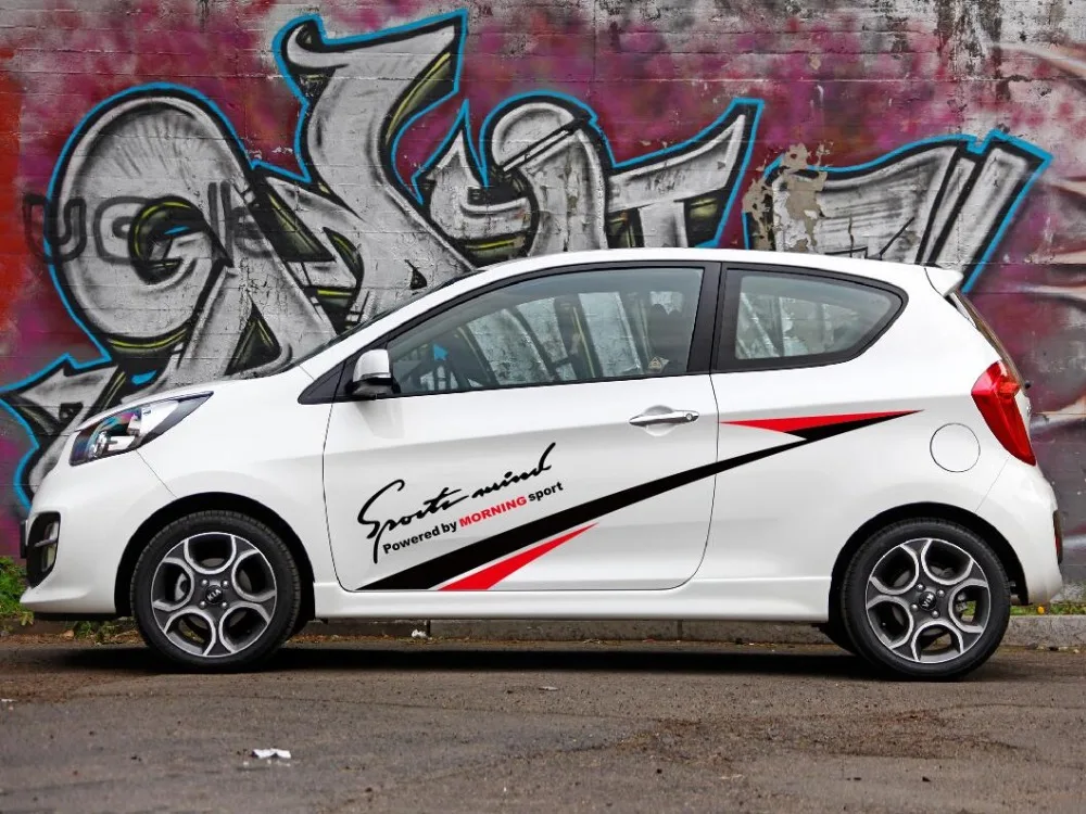 Для KIA Picanto Morning Powered Sport graphics стикер гоночный стиль двери боковые полосы авто боди Декор виниловая наклейка