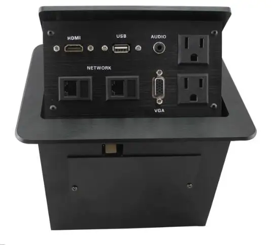Пневматическая ручная Механическая розетка с блокировкой US power и VGA HDMI настольная