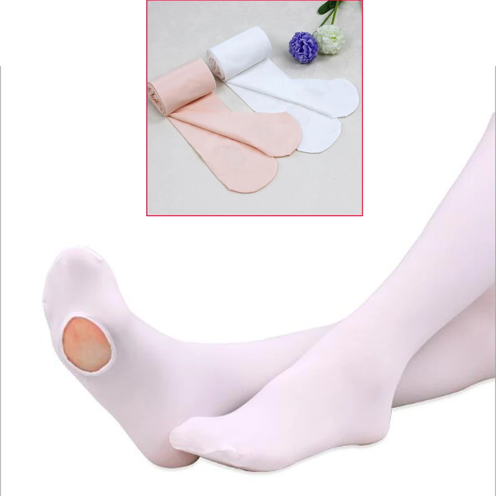 

White Girls Ballet Dance Pantyhose Ballet Tights Velvet Triangle Crotch Digging holes Dancing Stocking for Stage Performance