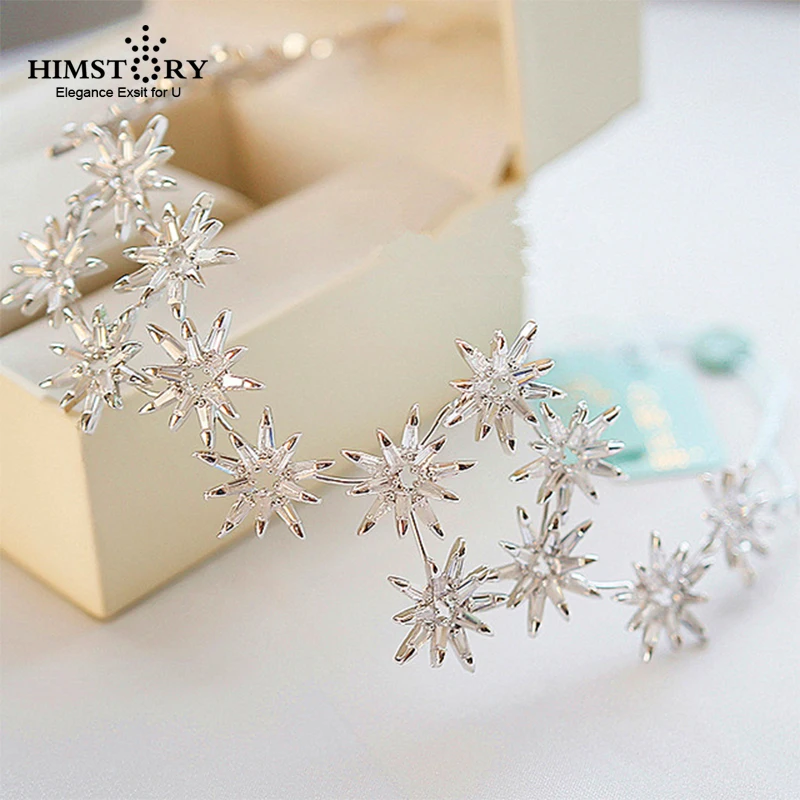 Женский обруч для волос HIMSTORY роскошный с фианитами в виде звезд принцессы