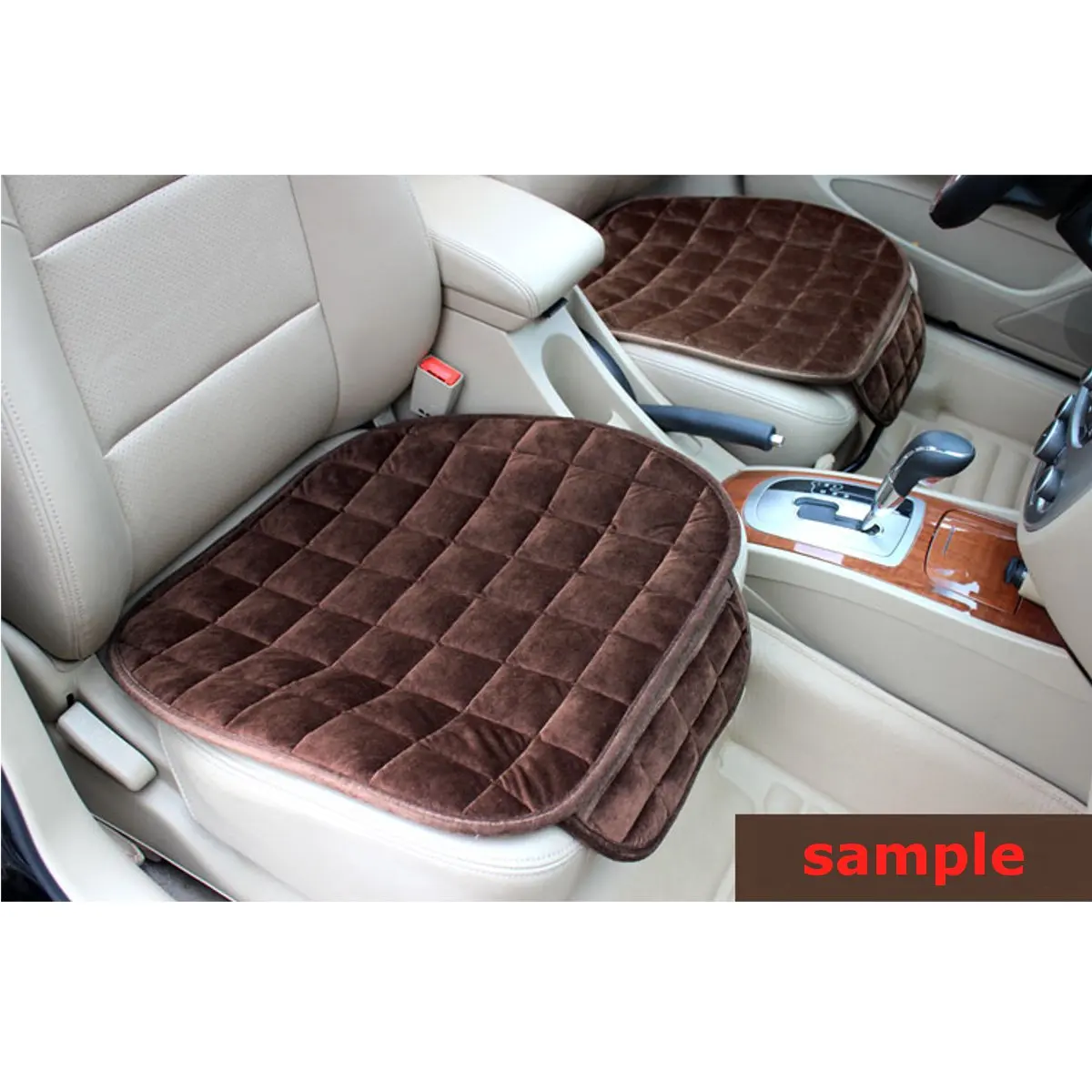 Front Brown Car Front Rear Universal Seat Cover Winter Warm Black Seat Cushion Anti-Slip Rear Back Chair Seat Pad For Vehicle Auto Protector - Название цвета: Front Brown