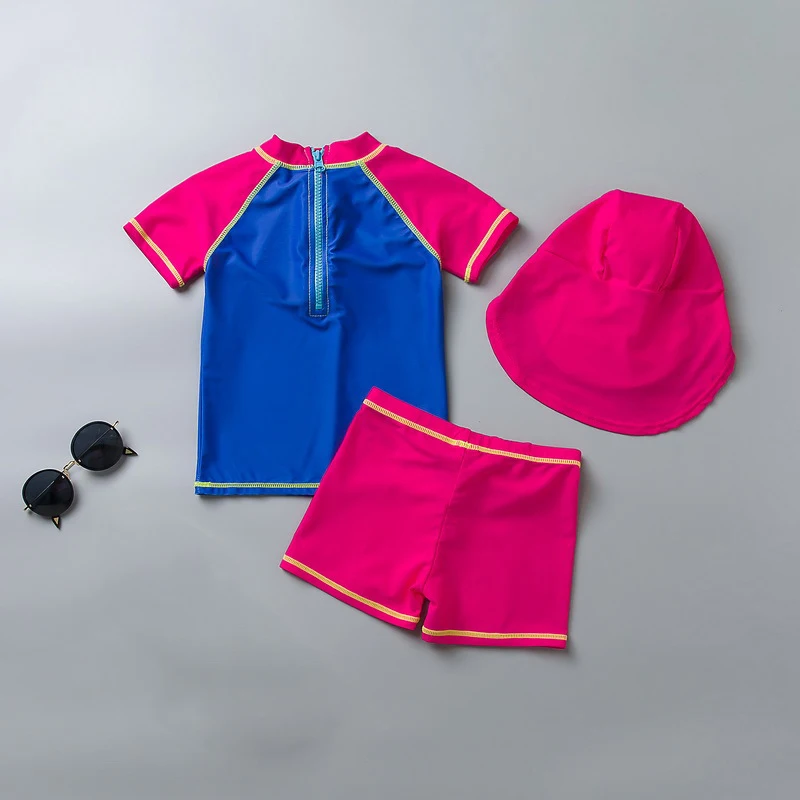 Детский купальный костюм из двух предметов детский с УФ защитой шапкой для