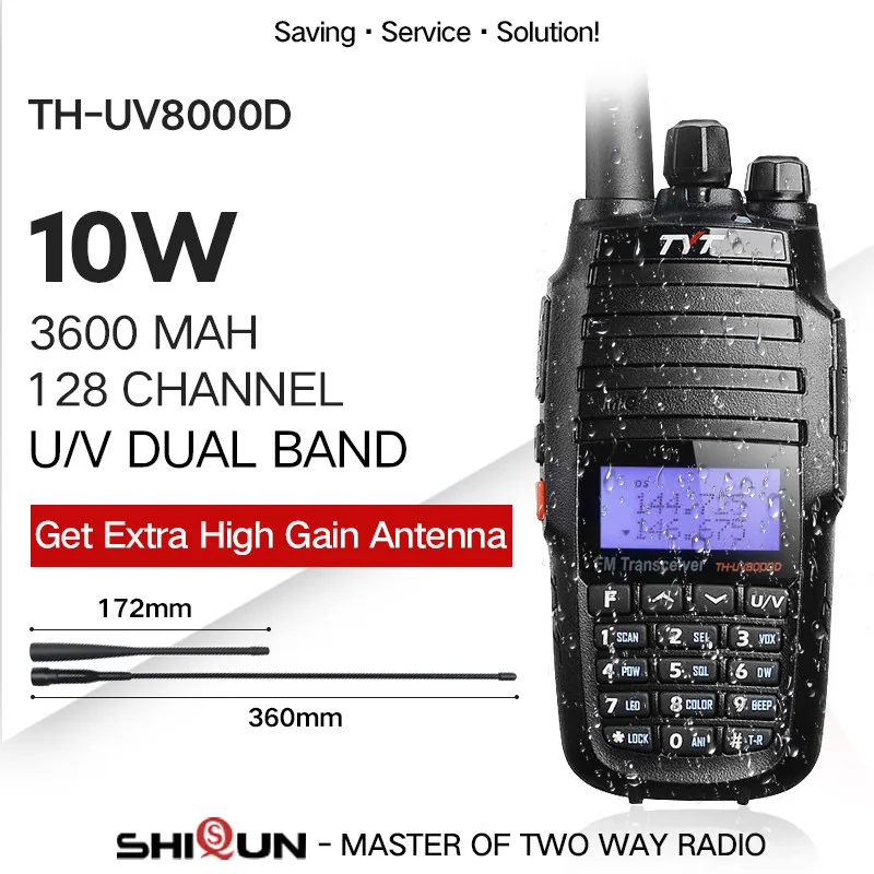 One Set Of Radio TYT TH-UV8000D портативная рация 10 км двухдиапазонный VHF UHF 10 Вт Радио Comunicador 10 км 3600 мАч функция перекрестного ретранслятора радиоприемник TYT - Цвет: One Set Of Radio