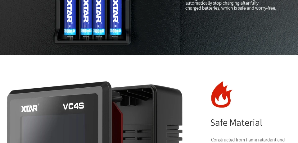XTAR VC4 S VC4S QC3.0 быстрая зарядка, Max3A для один слот применяется к 3,6/3,7 v Li-Ion IMR/INR/ICR/Батарея 18650 14500 20700 21700