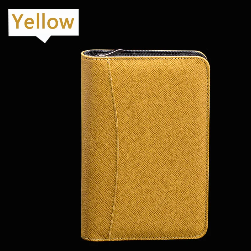 Yellow Кожаный бизнес-блокнот на молнии и калькулятор A5 B5, блокнот на спирали, дневник, планировщик, большой объем, Padfolio - Цвет: Yellow