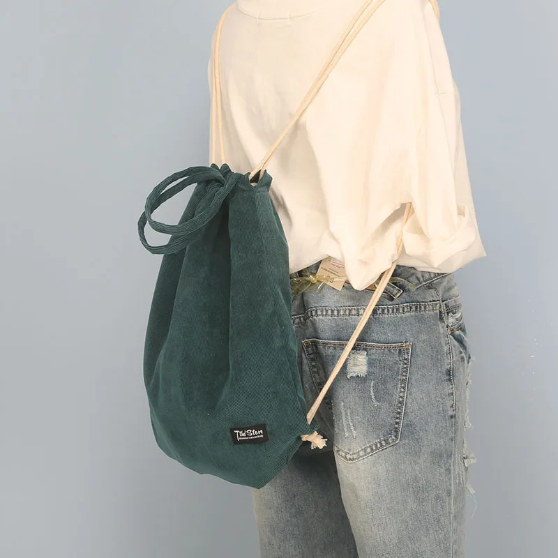 Однотонный вельветовый дорожный рюкзак YILE на шнурке Студенческая сумка для книг