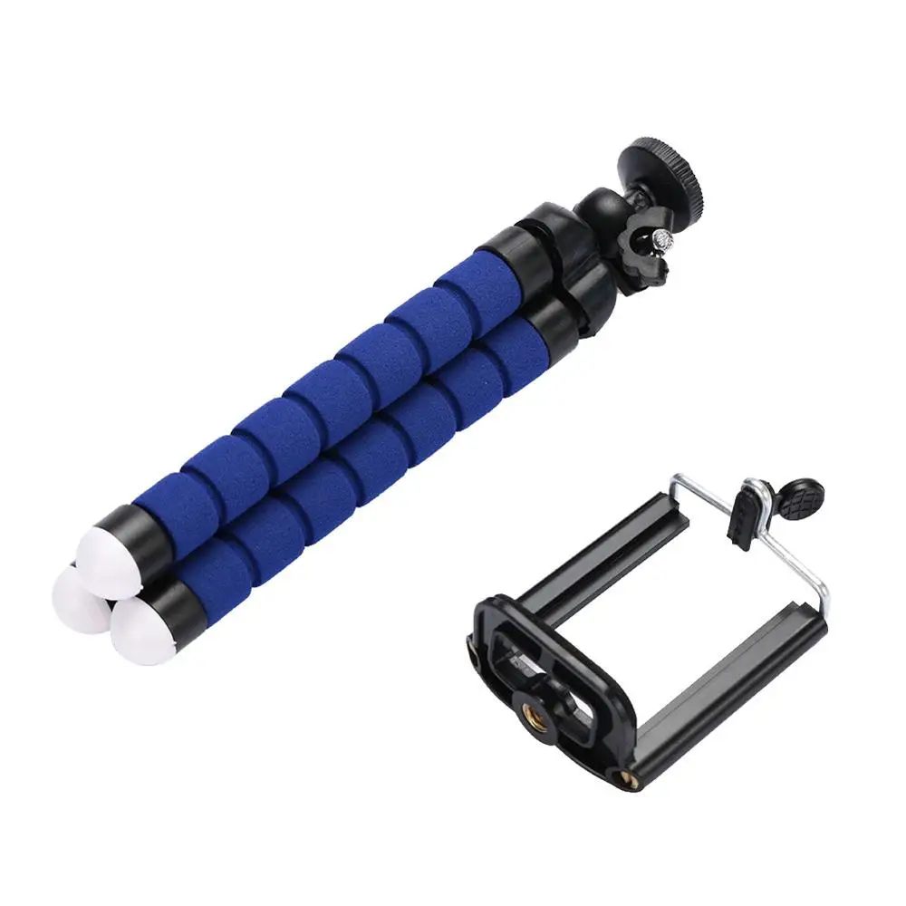 blue and clip Гибкий мини-штатив с губкой Осьминог подставка для Gopro камера телефон фотография Штатив аксессуары с зажимом для телефона - Цвет: blue and clip