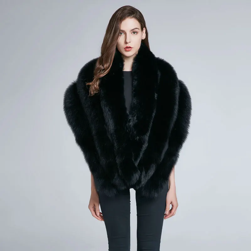 Женская зимняя куртка с воротником из лисьего меха теплая меховая шаль шарф
