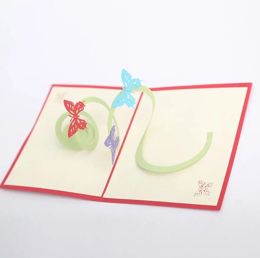 10 шт. полые бабочки Киригами ручной работы Оригами 3D всплывающие поздравительные