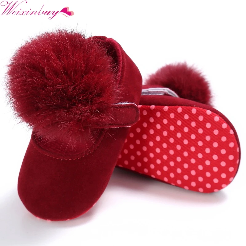 

Baby Shoes Sweet Infant Toddler Prewalkers Girl Princess Hair Ball First Walkers Pram Crib Bebe Shoes 12