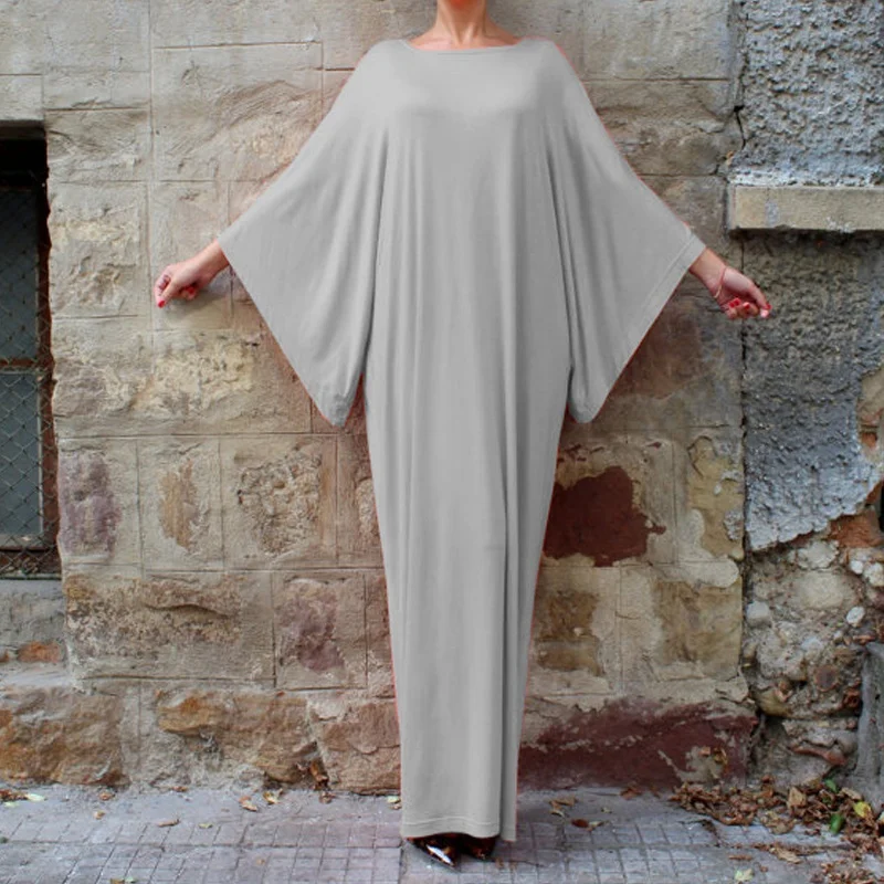 Ilstile 2018 Boho женское 4/3 летучая мышь рукав Макси полная длина длинное платье вырез