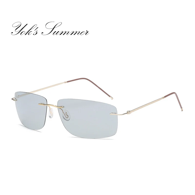 C3 Gold Frame YOK'S поляризованные фотохромные солнцезащитные очки для мужчин без оправы светильник интеллектуальные Хамелеон очки Военная авиация вождения Gafas HN1260 - Цвет линз: C3 Gold Frame