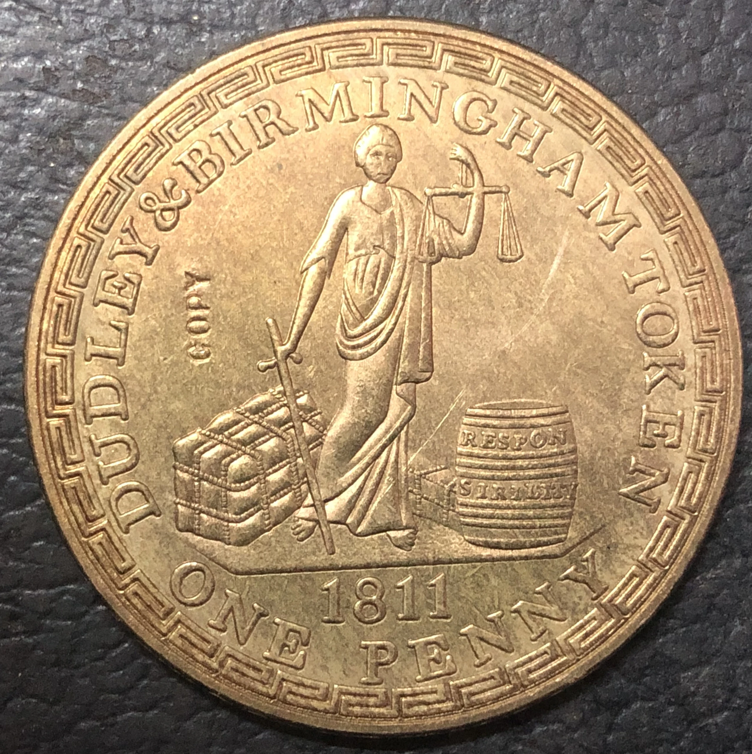 1811 Великобритания 1 пенни Бирмингем Токен медная монета #9|Безвалютные монеты| |