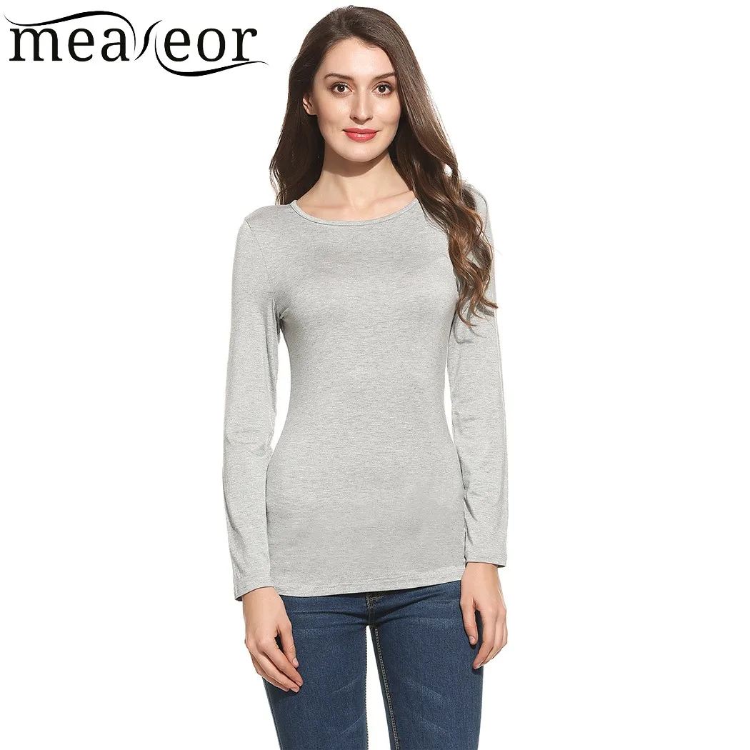 Meaneor женская футболка Новая мода весна осень тройник топы с длинным рукавом