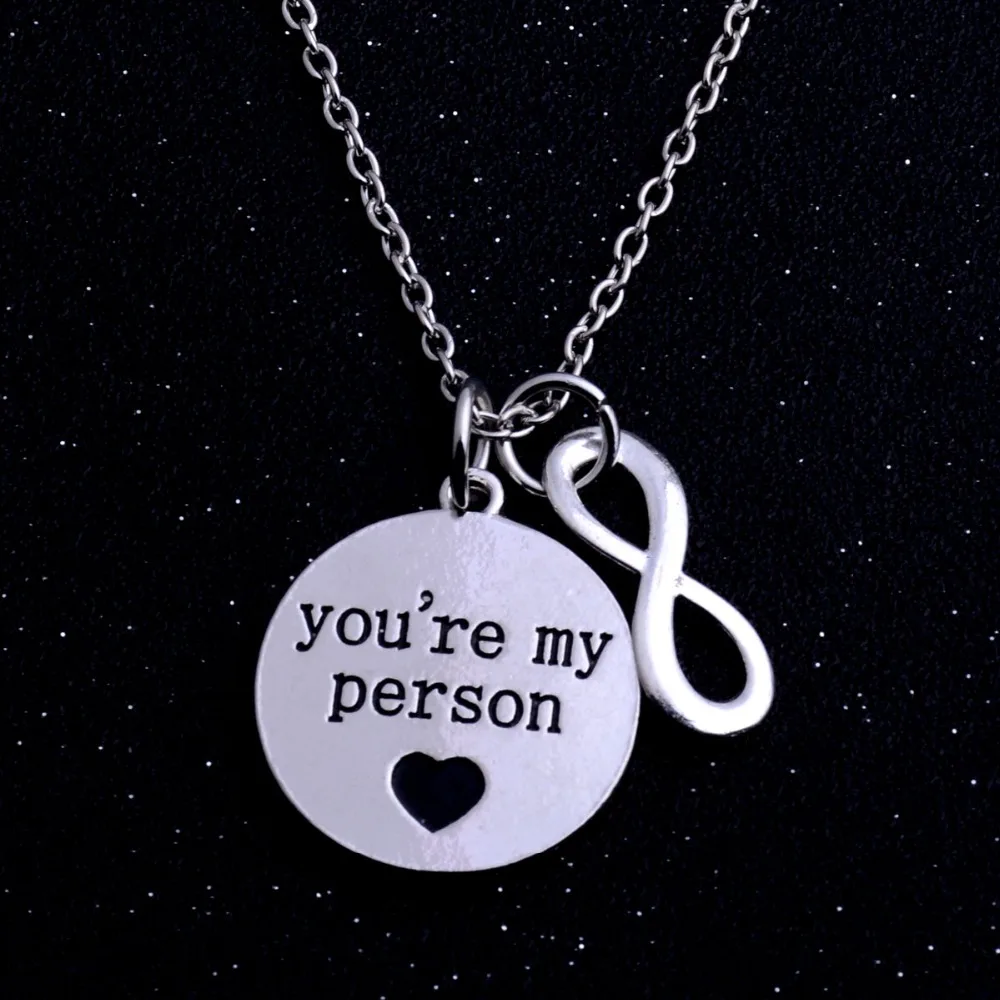 2pis/набор серое ожерелье с гравировкой хит продаж кулон надписью You Are My Person для
