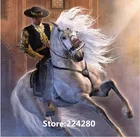 Рукоделие, вышивка крестиком, наборы для вышивки без рисунка 14 карат, вышивка крестиком с изображением рыцаря белого лошади, искусство, декор ручной работы сделай сам