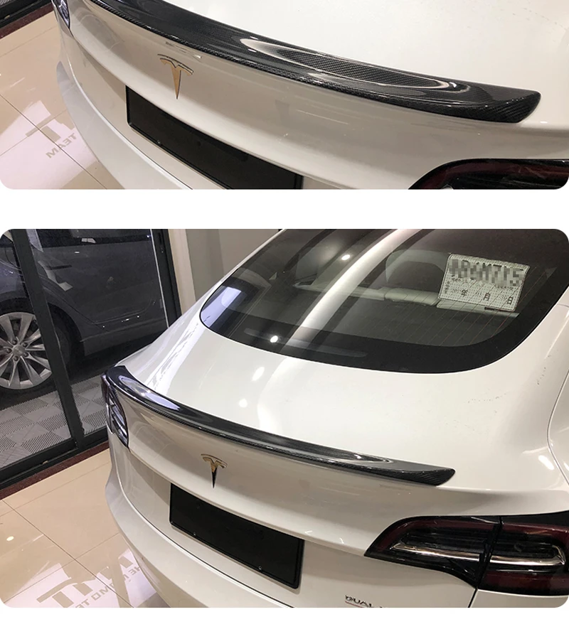 Спойлер из углеродного волокна задний спойлер багажника черный отделка для Tesla модель 3