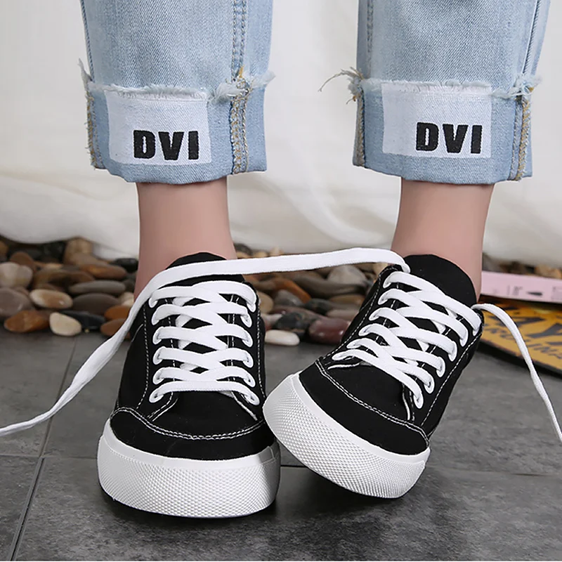 Women sneakers 2019 new arrivals fashion lace-up black/white women shoes solid sewing shallow casual canvas A3A-23 | Обувь