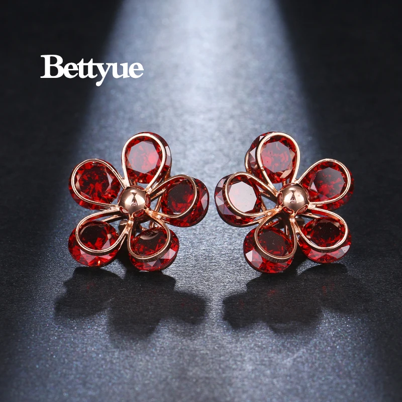 Женские серьги с цветком Bettyue Разноцветные фианитом AAA для свадебной
