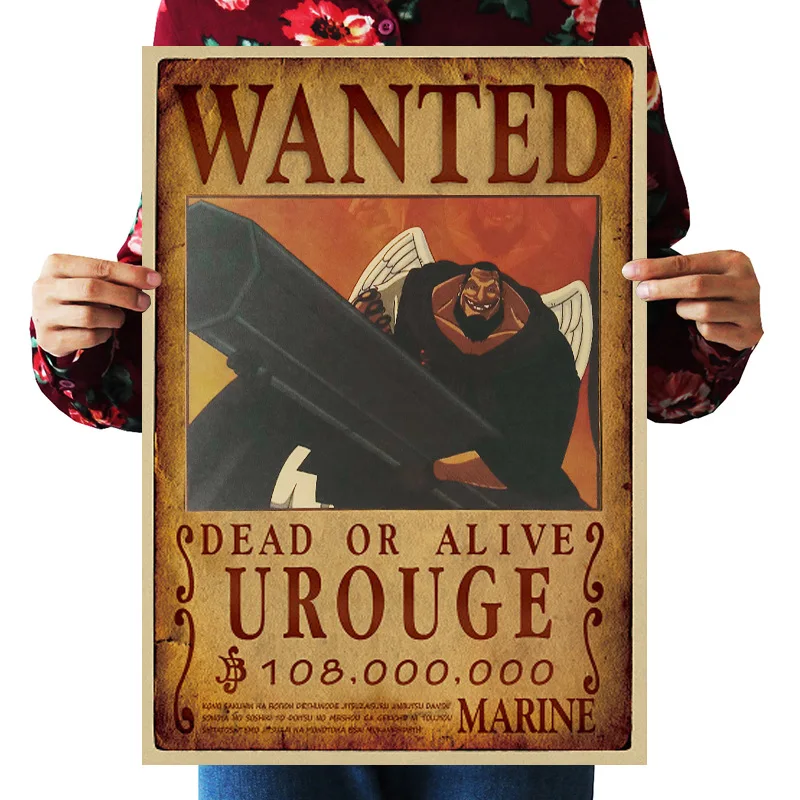 69 стилей ONE PIECE Wanted постеры игрушки винтажный постер Луффи Эйс джинбе нами и Чоппер Робин Зоро Санджи Усопп аниме наклейка 51x36CM
