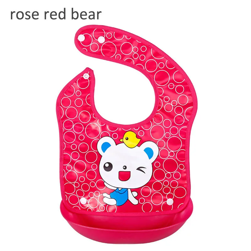 rose red bear Детские нагрудники EVA водонепроницаемые съемные Мультяшные Детские фартуки для Кормление новорожденных Слюнявчики детские слюнявчики полотенца регулируемые борфы - Цвет: rose red bear