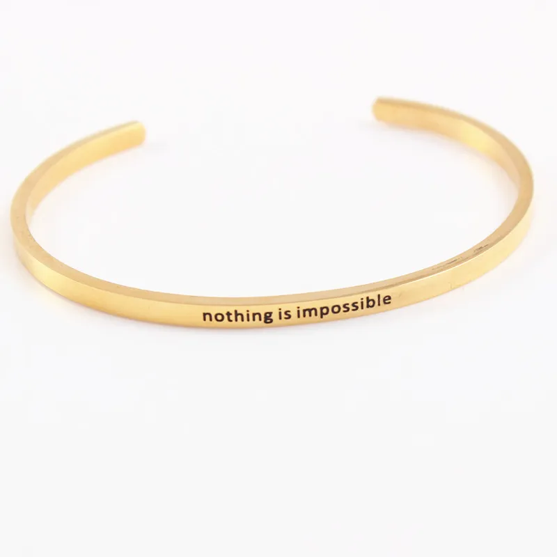Personalized Custom Engrave Quotes Bangle Bar Cuff Bracelet Gold Color Bracelets For Women Bangles | Украшения и аксессуары