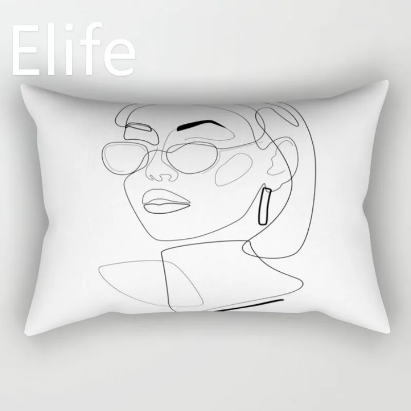 1 Elife, черный, белый, искусственный полиэстер, хлопок, лен, декоративная подушка, shams, чехол для подушки, дивана, автомобиля, 30x50 см - Color: 1