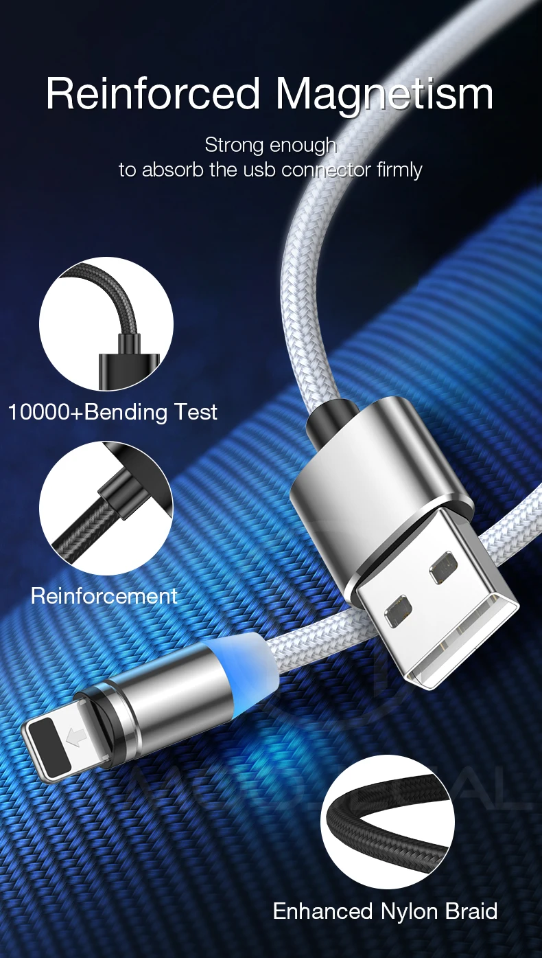 MOOJECAL светодиодный магнитный USB кабель для iPhone Xs Max 8 7 6 Plus usb type C кабель Micro USB кабель для samsung Xiaomi huawei USB C