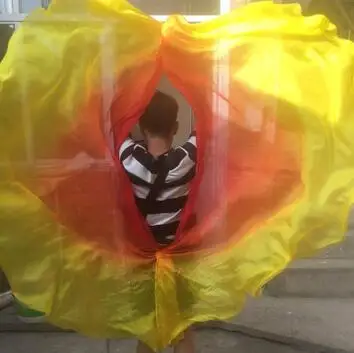 Профессиональная полукруглая шелковая Фата для танца живота с градиентом цвета