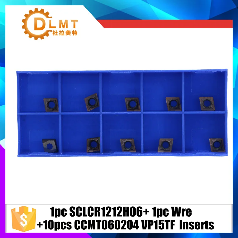 1 шт. SCLCR1212H06 держатель токарного инструмента + карбидные вставки 10 CCMT060204 VP15TF с