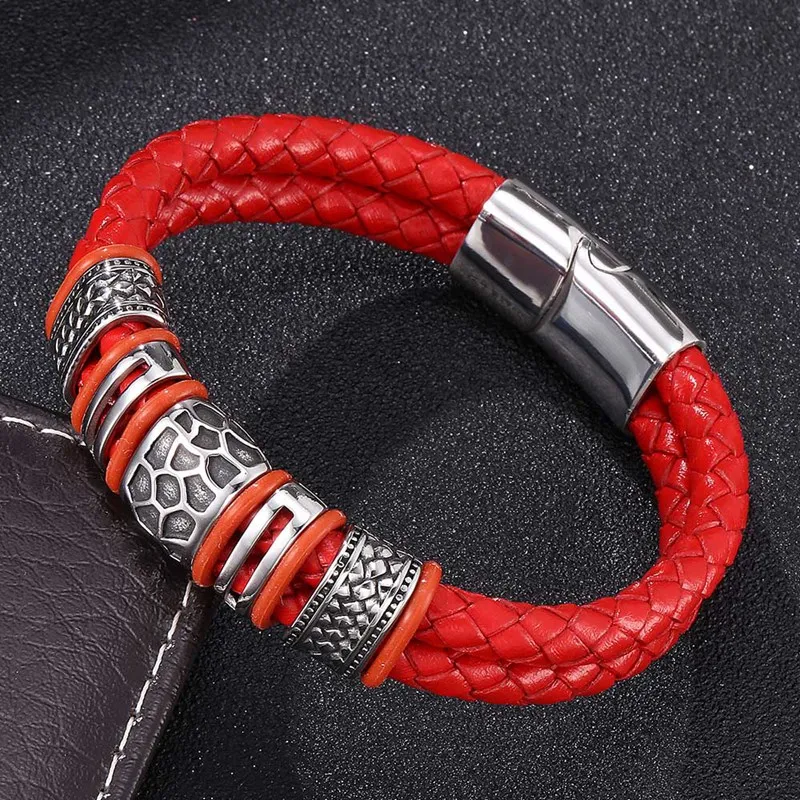 2019 модные ювелирные изделия унисекс красный браслет двухслойный плетеный