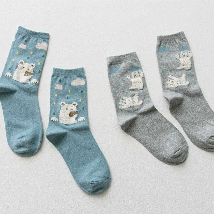 [COSPLACOOL] 2 пары теплых японских носков с рисунком животных женские носки в стиле