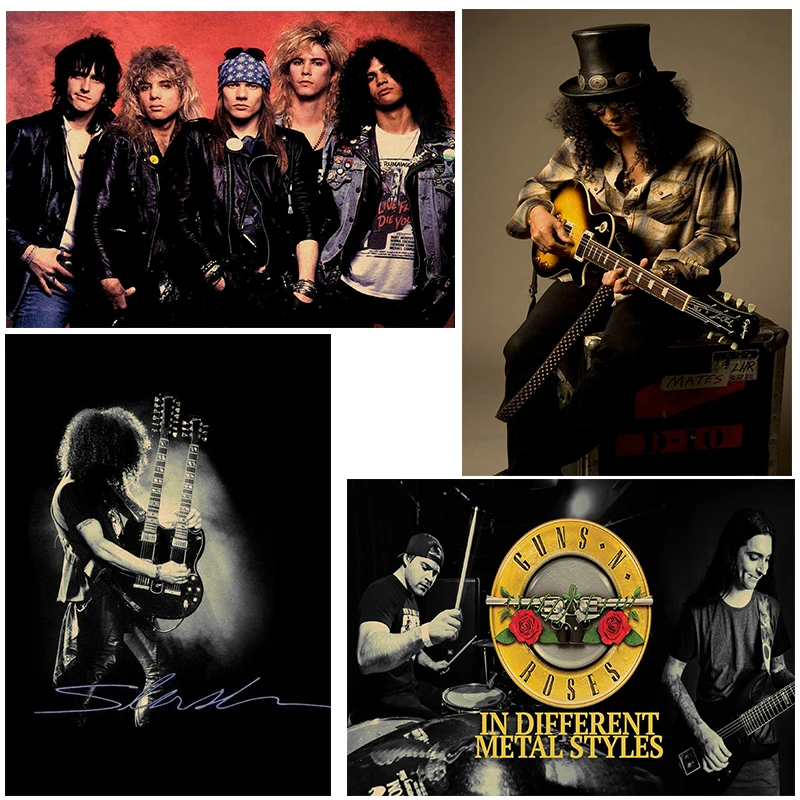 Póster Vintage de Guns N Roses, cartel de Slash, guitarista, pintura de rock, maestro retro