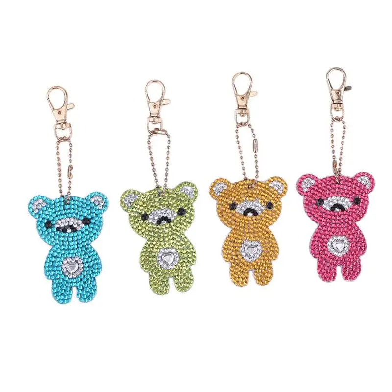 4pcs Bear 5 шт. DIY полная дрель специальная форма алмазная живопись брелки женская сумка кулон ювелирный брелок для ключей вышивка крестиком - Цвет: 4pcs Bear