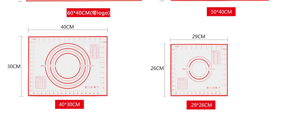 Силиконовый коврик для выпечки с измерениями больше одного размера полностью