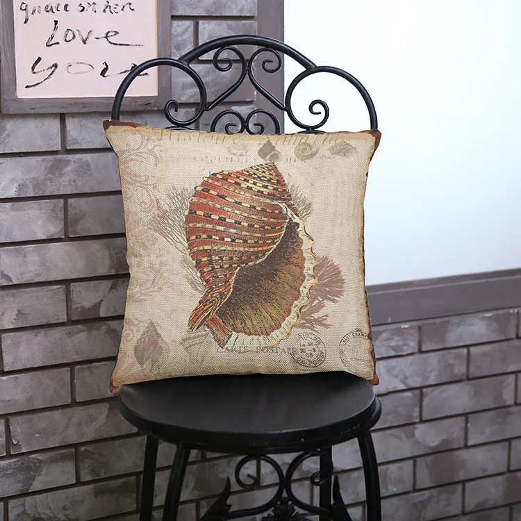 Квадратный хлопковый льняной чехол для дивана в стиле морского океана морской