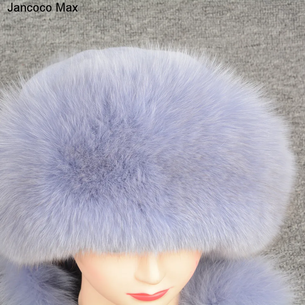 Jancoco Max/новые стильные женские теплые зимние шапки из натурального меха кролика Рекс и лисы модные меховые шапки шарф наивысшего качества S7145