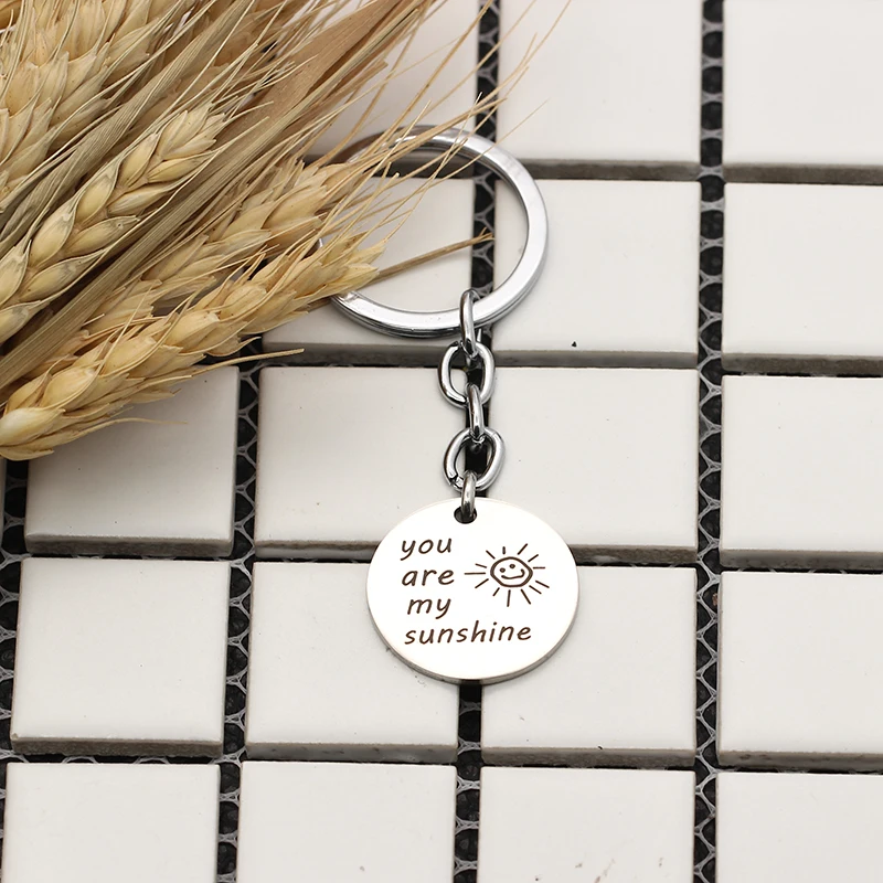 XIAOJINGLING 2017 Fashion Stainless Steel Keychains You Are My Sunshine Charm Bag Car Key Rings For Women Jewelry Christmas Gift | Украшения