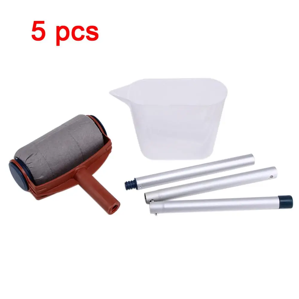 5pcs Горячая 5в1 краски ролик флокированные краски кисти бегун Профессиональный DIY украшения дома офиса комнаты стены украшения краски ing инструмент - Цвет: 5pcs