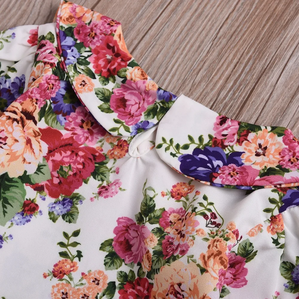 2019 новый милый комбинезон с цветочным принтом для маленьких девочек длинными