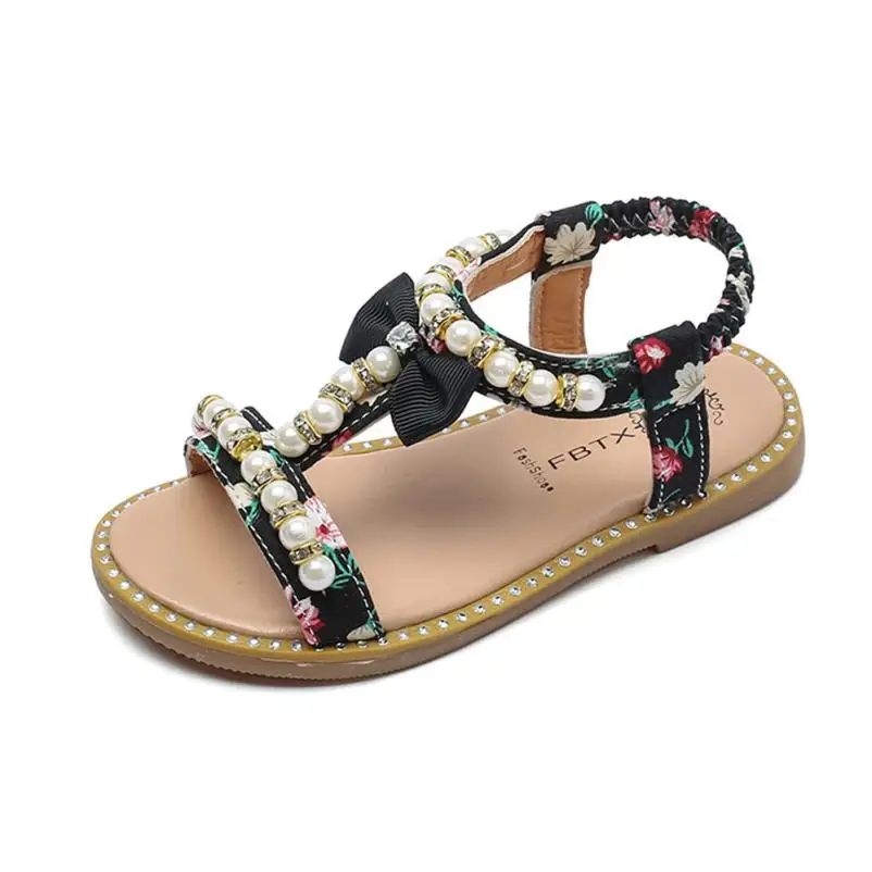

Sandals Shoes Kids Baby Girls Fashion Sandals Bowknot Pearl Crystal Roman Sandals Princess Shoes