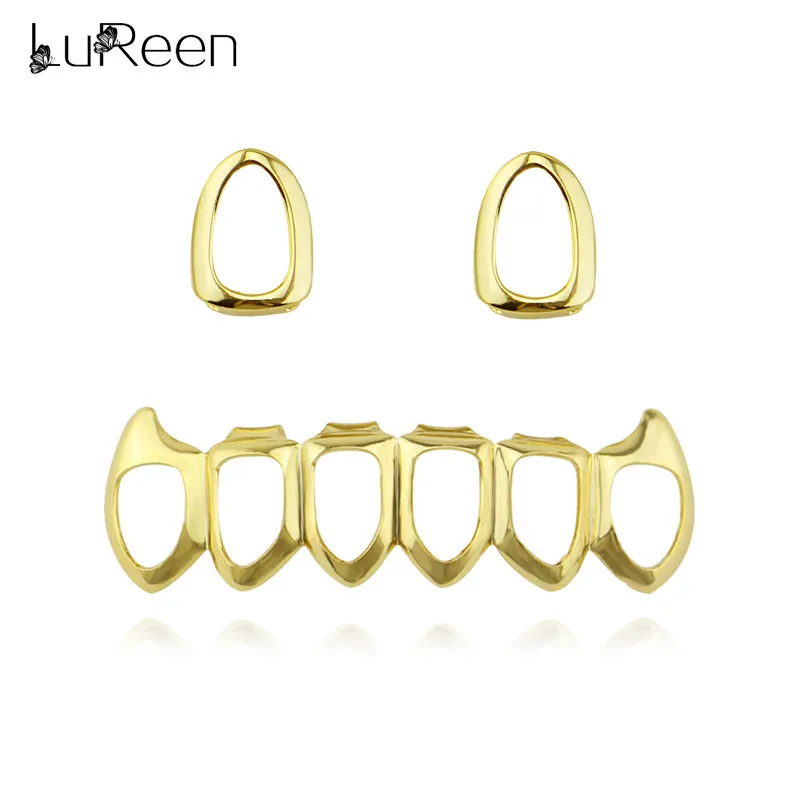 LuReen модные золотистые зубные грили с отверстиями для зубов комплект вампира