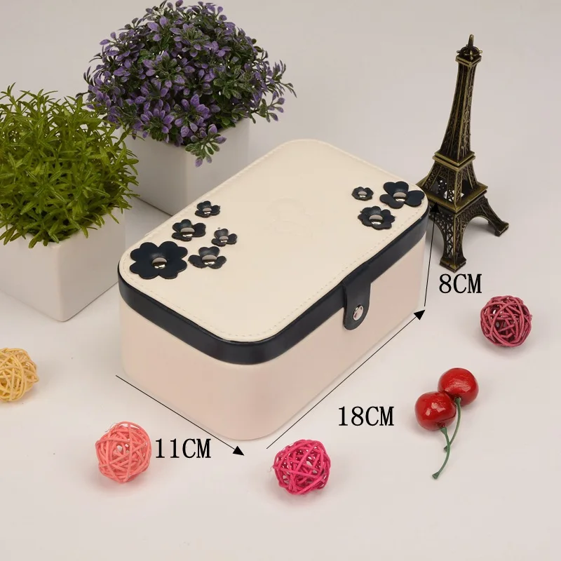 2 слоя бархат Чехол ювелирные изделия коробочки для хранения колец Дисплей лоток