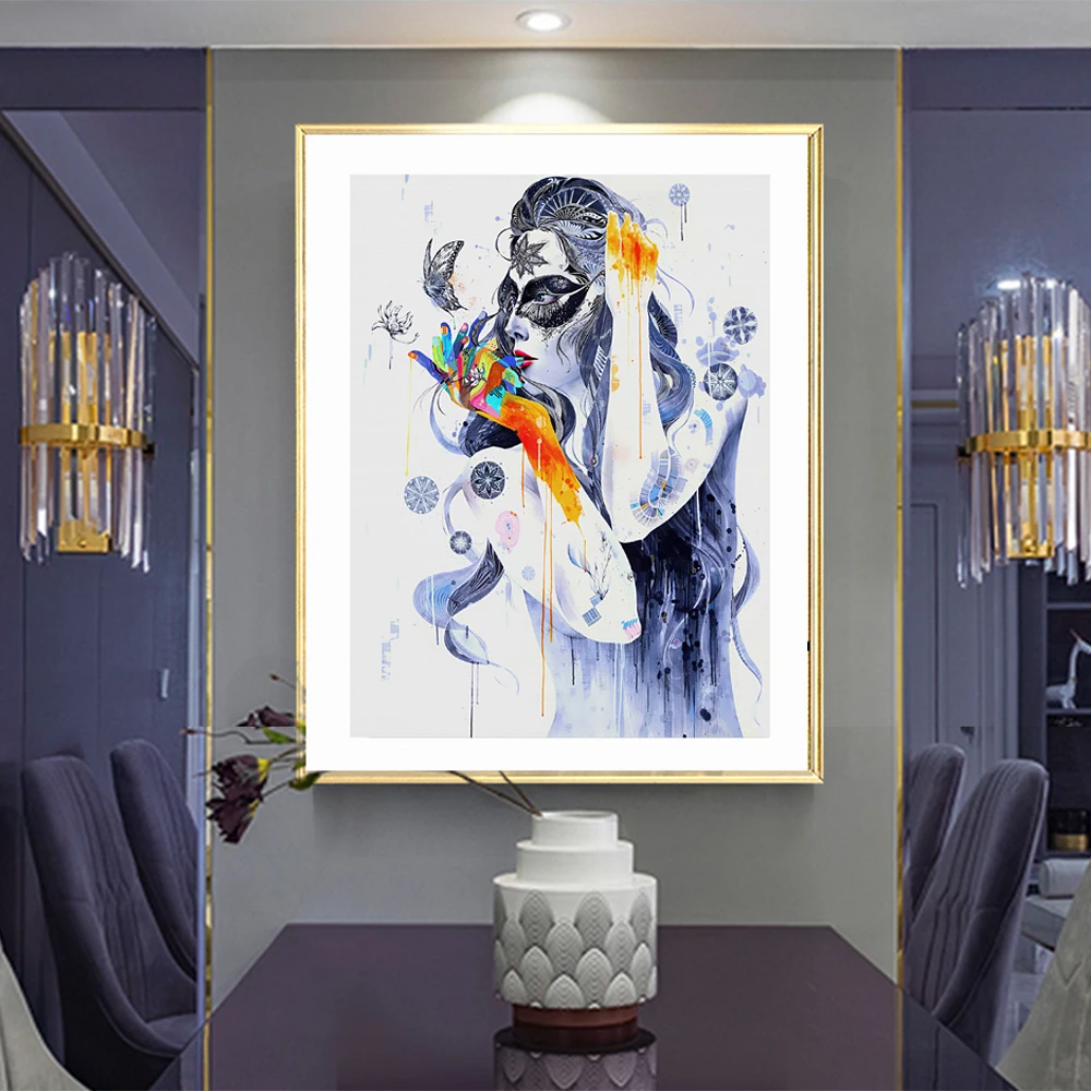 Постер CHENFART в скандинавском стиле с изображением бабочки и женщины холст картины