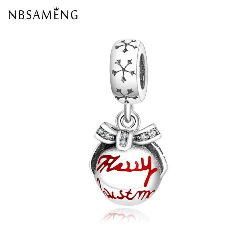 Винтажные посеребренные бусины Очаровательная Красная рождественская подвеска