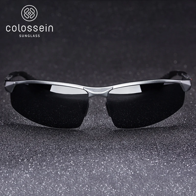 COLOSSEIN Cool Black Color Sunglasses Men Driving Glasses Square Polarized Gradient Sun Sports Goggles Eyewear UV400 | Аксессуары для