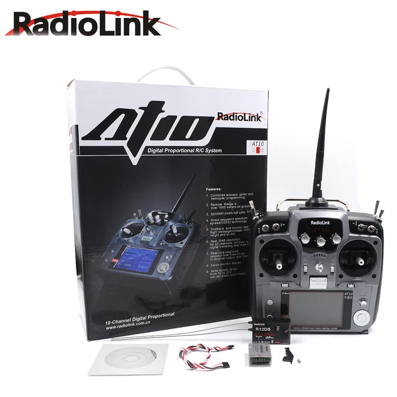 RadioLink AT10 II 2 4 ГГц 12CH пульт дистанционного управления передатчика с R12DS приемник PRM