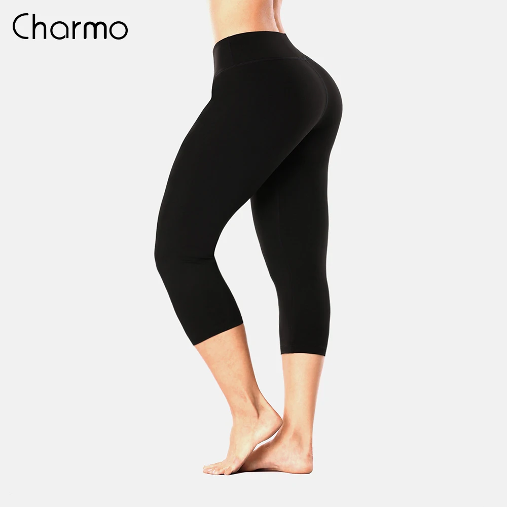 

Charmo Women Yoga Pants Women Slim High Waist Sports Pants Gym Fitness Elastic Trousers Running Solid Calf Length Pants Legging