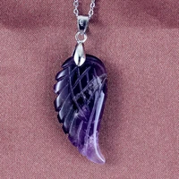 100 unique 1 pcs silver plated natural amethysts stone wings of angel pendant charm jewelry for anniversary gift